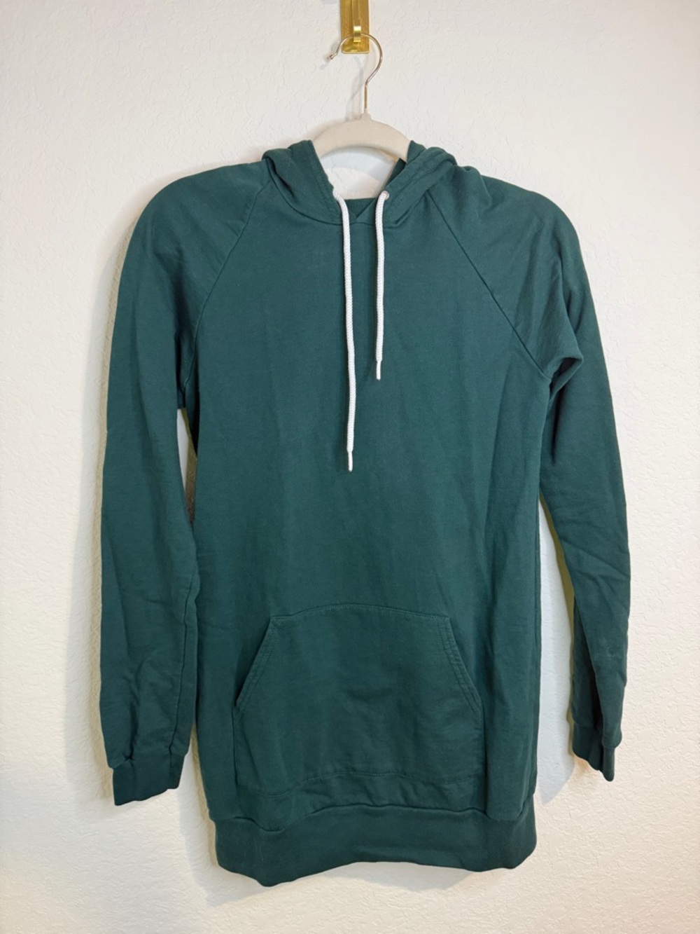 American Apparel Women’s Dark Teal Hooded Pullover Sweatshirt Dress